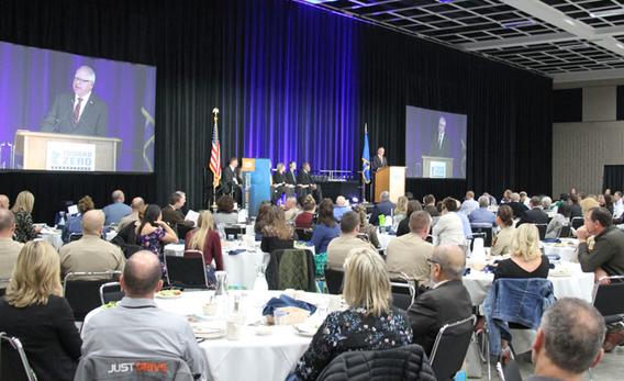 Governor Tim Walz addresses attendees at the 2019 conference