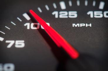 Speedometer showing 101 miles per hour